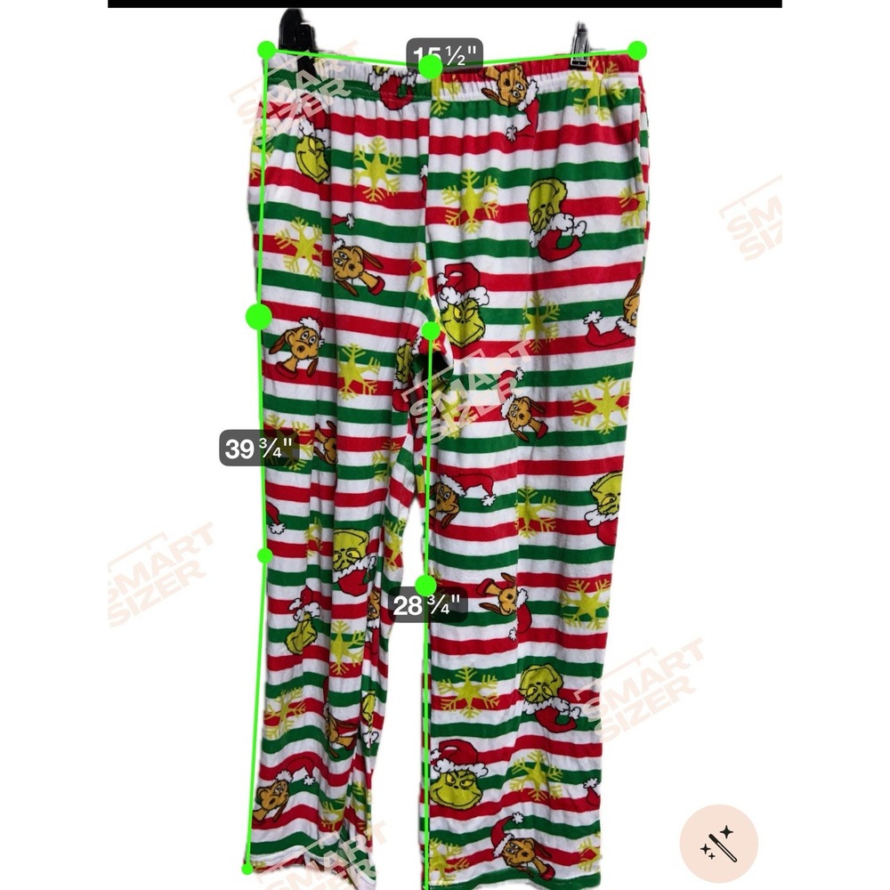 030-006 The Grinch Christmas Pajama Pants Xl 16–18 Cozy Holiday Lounge Velour Pj - Picture 4 of 7